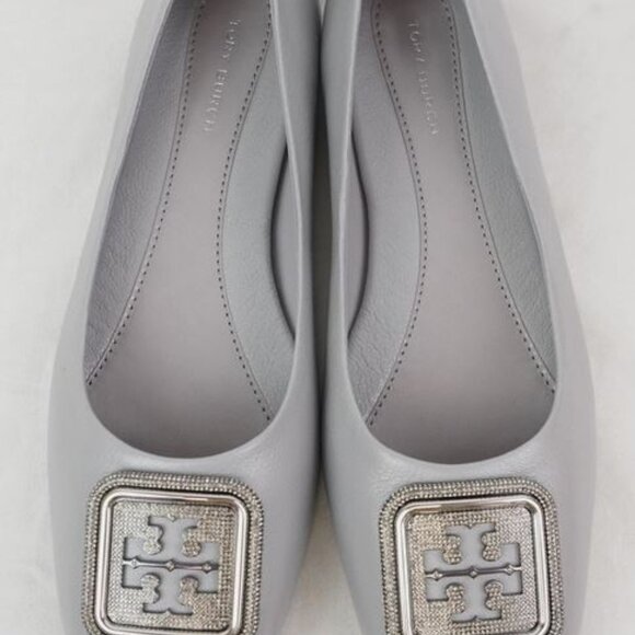 georgia-ballet-overhead.  Brand New Tory Burch Georgia sz 7 Pave Goat Leather Ballet Flat Bay Gray 155636